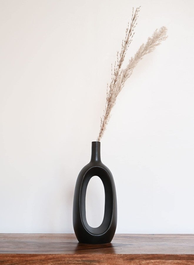 Purezento Modern Decorative Kieko Donut Vases for Home Decor | Centerpieces | Office with Unique Quality for Home Decor Center Table, Flowers Pot, Bedroom Side Corners (Black,12 Inch) - Image 5